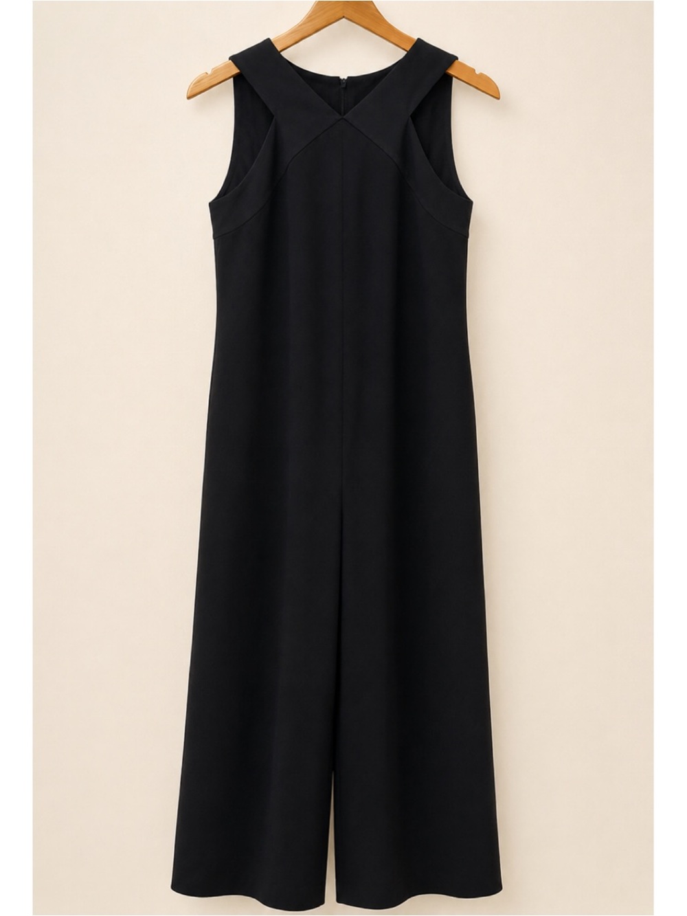 NWT Lafayette 148 New York Black Crepe Wide Leg Sleeveless Jumpsuit Large